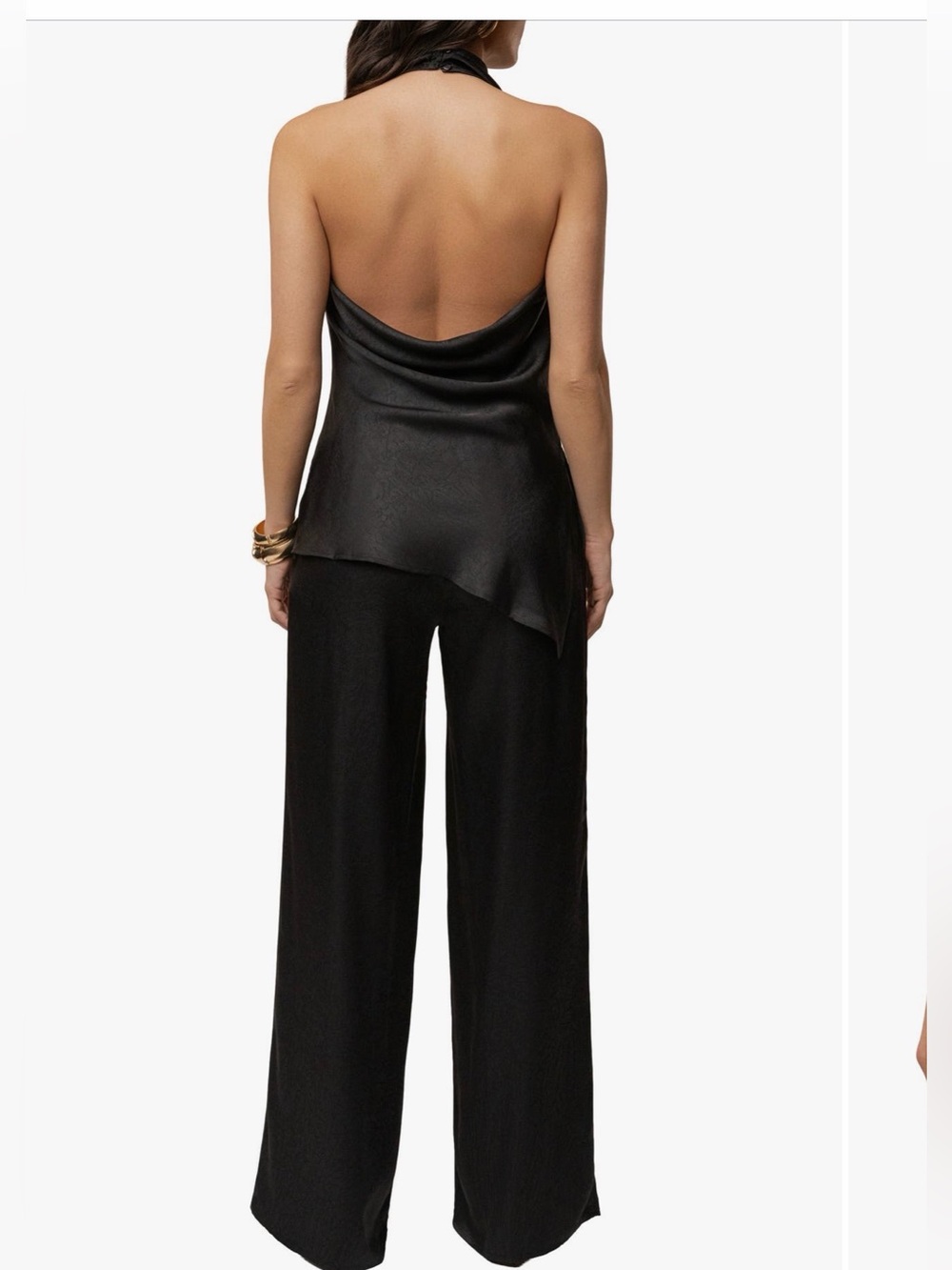JLUXLABEL Draped Satin Set Black - Picture 2 of 5